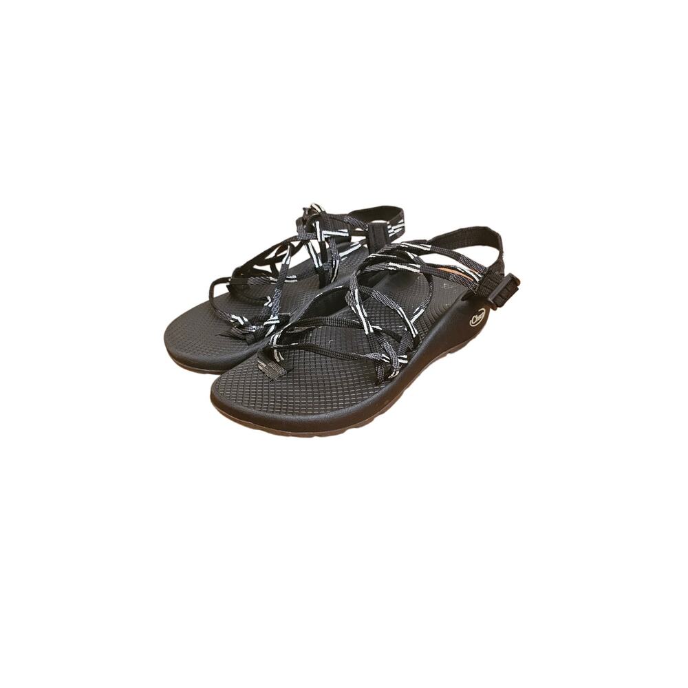Chaco ZX/3‎ Classic Strappy Scatter Black/White Sandals (J106592) Women's Size 8